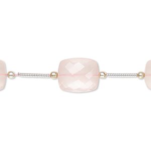 Rose quartz 1pkg5, hand-cut faceted rectangle bead natural 12x10mm-14x10mm