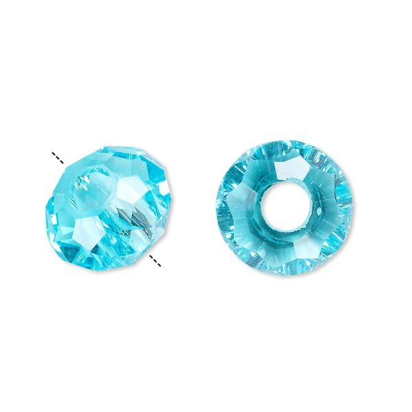 Bead 12pk 32 facets turquoise blue, Celestial Crystal&reg; Dione&reg; 14x8mm rondelle image number 0