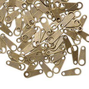 Chain tab 1pkg100 gold-plated, 10x4mm, brass / antiqued
