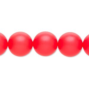 Pearl 10pk neon red, Crystal Passions&reg; 12mm round 5810
