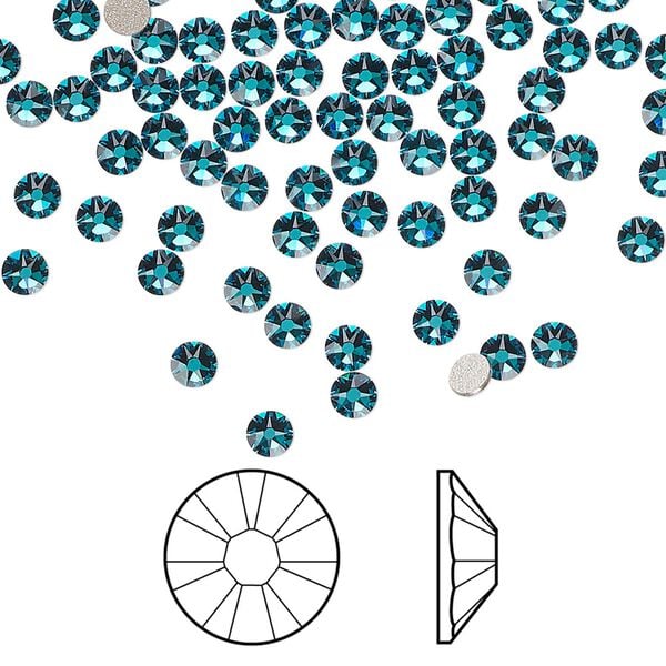 Flat back 144pk blue zircon foil back, Crystal Passions&reg; 3-3.2mm rose round SS12 2088 image number 0