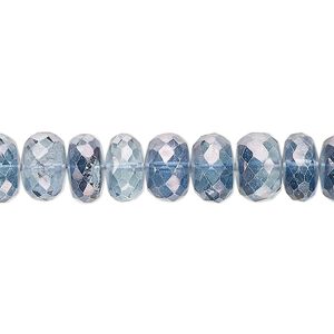 Quartz crystal 1pkg1, hand-cut faceted rondelle bead 8 inch 8x5mm-9x7mm