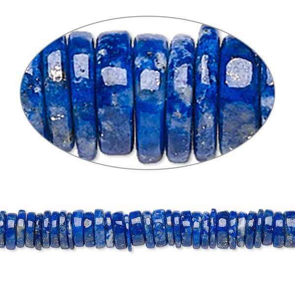 Lapis lazuli 1pkg1, hand-cut rondelle bead natural 8 inch 4x1mm-6x2mm image number 0