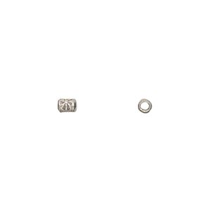 Bead 1pkg4 sterling silver, 3x2mm tube flower, antiqued Hill Tribes
