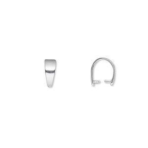 Bail, ice-pick, sterling silver, 8x3mm, 5mm grip length. Sold per pkg of 25.