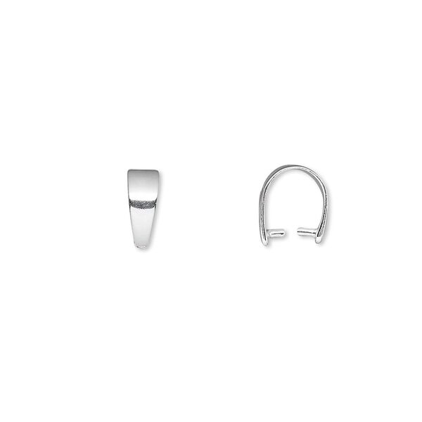 Bail, ice-pick, sterling silver, 8x3mm, 5mm grip length. Sold per pkg of 25. image number 0