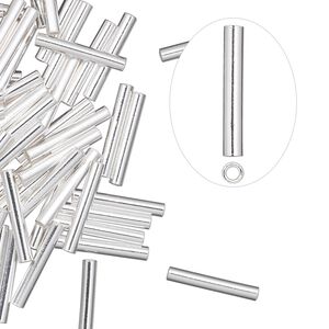 Crimp 1pkg100 sterling silver, 13x2mm seamless tube / 1.4mm inside diameter
