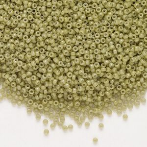Seed bead, Miyuki, glass, pkg/250g, #15 rocaille, Duracoat&reg; opaque outside dyed cactus (RR-4474).