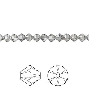 Bead 48pk black diamond, Crystal Passions&reg; 4mm bicone 5328