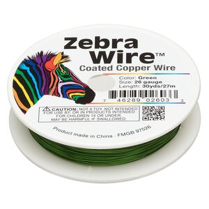 Wire, Zebra Wire&trade;, color-coated copper, green, round, 26 gauge. Sold per 30-yard spool.