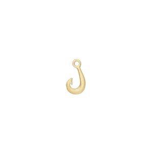 Charm Amoracast&reg; 1pkg1 sterling silver, 7x6mm 2-sided Maori fish hook, brushed "vermeil" (gold finish)