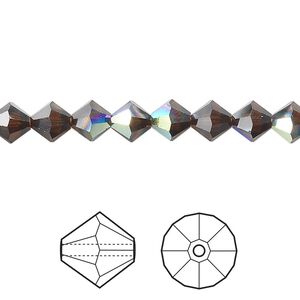 Bead 24pk mocca AB, Crystal Passions&reg; 6mm bicone 5301