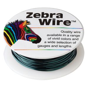 Wire, Zebra Wire&trade;, color-coated copper, forest green, round, 20 gauge. Sold per 15-yard spool.