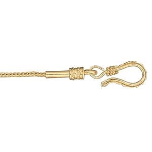 Chain 1pkg1 sterling silver foxtail, 1.3mm round / hook clasp, gold-finished Gossamer&trade; 18 inch