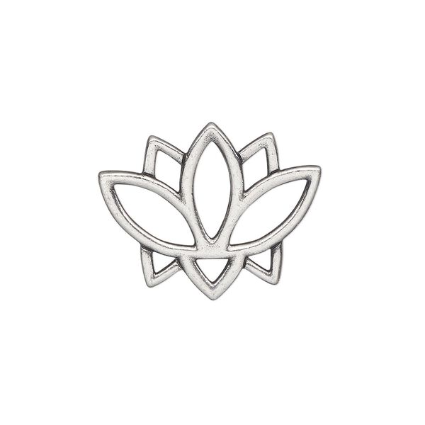 Link, TierraCast&reg;, pewter (tin-based alloy), 23x19mm double-sided open lotus with renewal theme. Sold per pkg of 20. image number 0