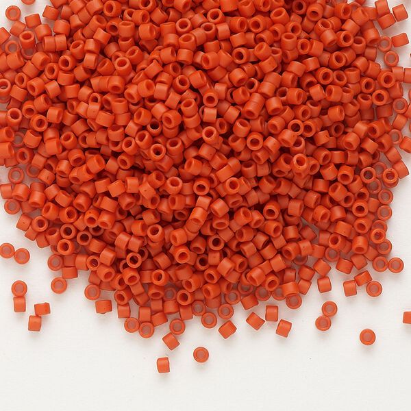 Seed bead, Delica&reg; 1pkg50g glass, #11 round, opaque matte cinnabar orange / outside dyed (DB-0795) image number 0