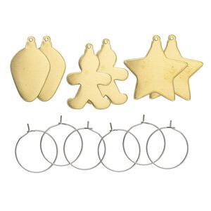 Ornament, ImpressArt&reg;, brass and steel, assorted holiday shapes. Sold per pkg of 6.