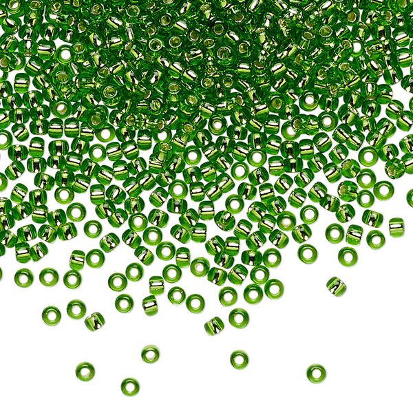 Seed bead, TOHO BEADS&reg;, glass, pkg/250g, #11 round, transparent silver-lined peridot (TR-11-27). image number 0