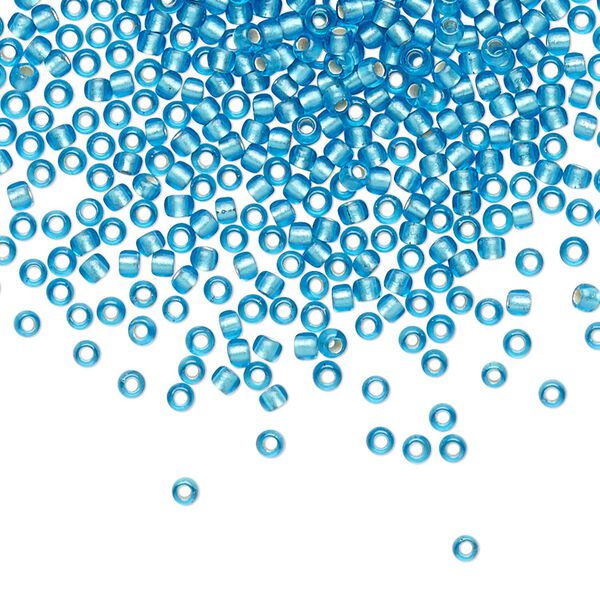 Seed bead, TOHO BEADS&reg;, glass, pkg/7.5g, #11 round, translucent silver-lined frosted dark aqua (TR-11-23BF). image number 0