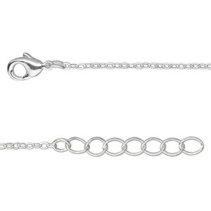 Chain 1pkg2 cable, 1.5mm / lobster claw clasp, silver-finished brass 24 inch
