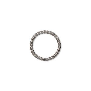 Jump ring 1pkg100 gunmetal-plated, 15mm twisted round, 14 gauge / 11.8mm inside diameter / brass