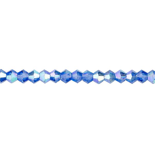 Bead 1pk transparent medium blue AB, Celestial Crystal&reg; 4mm bicone 15.5-16 inch image number 0