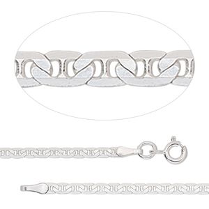 Chain 1pkg1 sterling silver anchor, 2.2mm flat / springring clasp, 18 inch