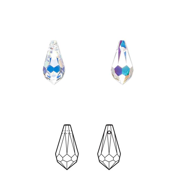 Drop 288pk crystal AB, Swarovski&reg; 11x5.5mm pendant teardrop 6000 image number 0