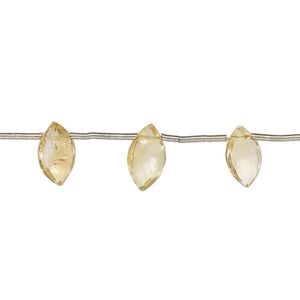 Citrine 1pkg14, hand-cut top-drilled faceted puffed marquise bead 8x5mm-12x6mm