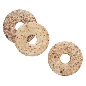 Focal, coated acrylic, opaque beige and multicolored, 50mm round donut with speckles. Sold per pkg of 3.