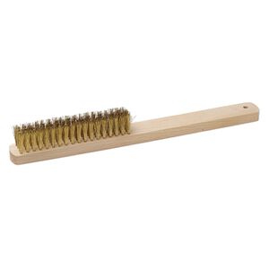 Brush, wire, Chinese birch wood and brass, brown, 10-3/8 x 1-inch with 4-1/2 x 3/4 inch bristle. Sold individually.