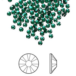 Flat back 144pk emerald foil back, Crystal Passions&reg; 2.5-2.7mm rose round SS9 2058