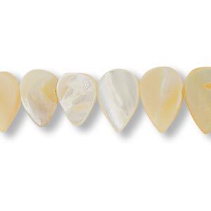 Mother-of-pearl shell 1pkg1, top-drilled teardrop bead natural 15.5 to 16 inch white 9x7mm-13x9mm