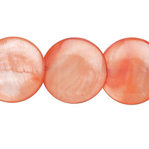 Mother-of-pearl shell 1pkg1, lentil-drilled puffed flat round bead 15 inch tulip 19-20mm