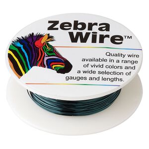 Wire, Zebra Wire&trade;, color-coated copper, forest green, round, 26 gauge. Sold per 30-yard spool.