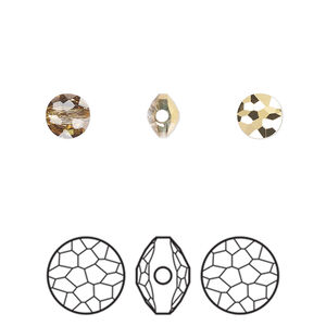 Bead 1pkg4 crystal aurum, Crystal Passions&reg; 6mm puffed round 5034