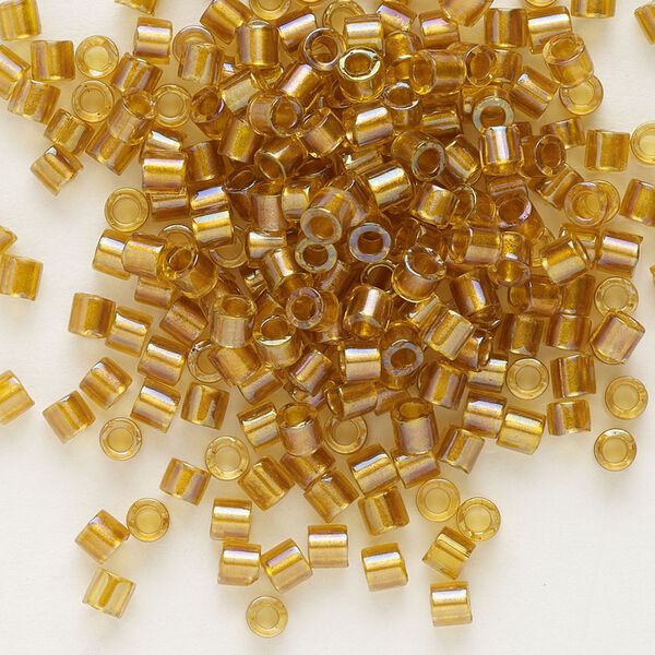Seed bead, Delica&reg;, glass, pkg/50g, #8 round, translucent topaz-lined luster topaz (DBL-0065). image number 0