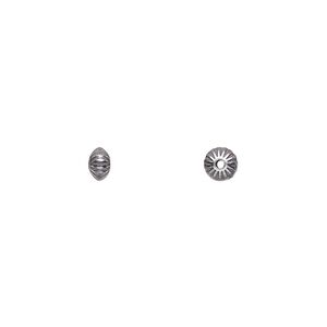 Bead 1pkg20 sterling silver, 4.5x3mm seamless corrugated saucer, antiqued