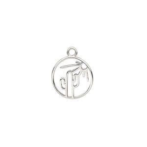 Charm Amoracast&reg; 1pkg1 sterling silver, 10.5mm 2-sided cutout open Sedona round