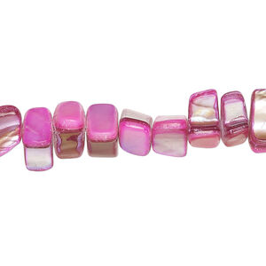 Mother-of-pearl shell 1pkg1, triangle tube bead 15 inch pink / purple 7x4mm-14x6mm