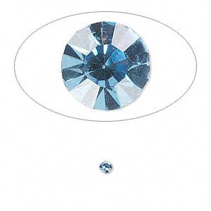 Chaton, glass rhinestone, light sapphire blue, foil back, 2.4-2.5mm faceted round, PP18. Sold per pkg of 72.