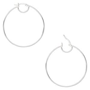 Hoop, sterling silver, 45mm round with closed loop, 19 gauge. Sold per pair.