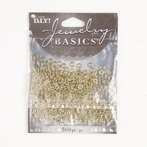 Jump ring mix 1pkg500 gold-finished, 4mm open & closed round, 19 & 20 gauge / steel