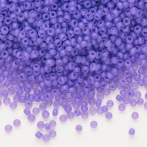 Seed bead, Dyna-Mites&trade;, glass 1pkg0.5kg, #11 round, translucent inside dyed color matte purple (214MA 11/0 RR)
