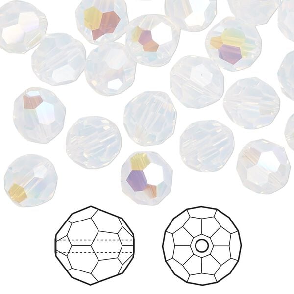 Bead 288pk white opal shimmer, Swarovski&reg; 8mm round 5000 image number 0
