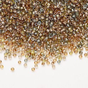 Seed bead, Miyuki Delica&reg;, glass, pkg/50g, #11 round, transparent inside dyed color metallic mix (DB0981).
