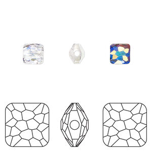 Bead 1pkg288 crystal AB, Swarovski&reg;, 6mm puffed square 5035