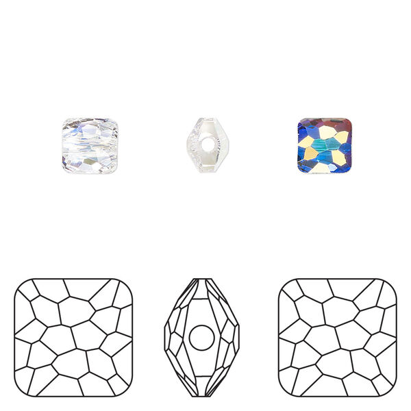 Bead 1pkg288 crystal AB, Swarovski&reg;, 6mm puffed square 5035 image number 0