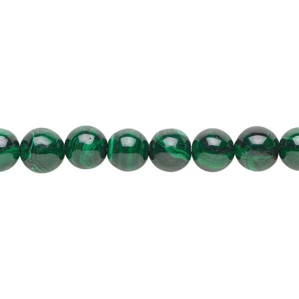 Malachite 1pkg1, round bead natural 8 inch 8mm image number 0