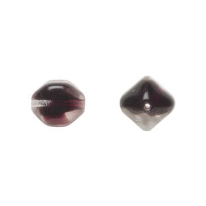 Bead, Czech pressed glass, purple/clear, 12mm 4-sided oval. Sold per 15" to 16" strand.